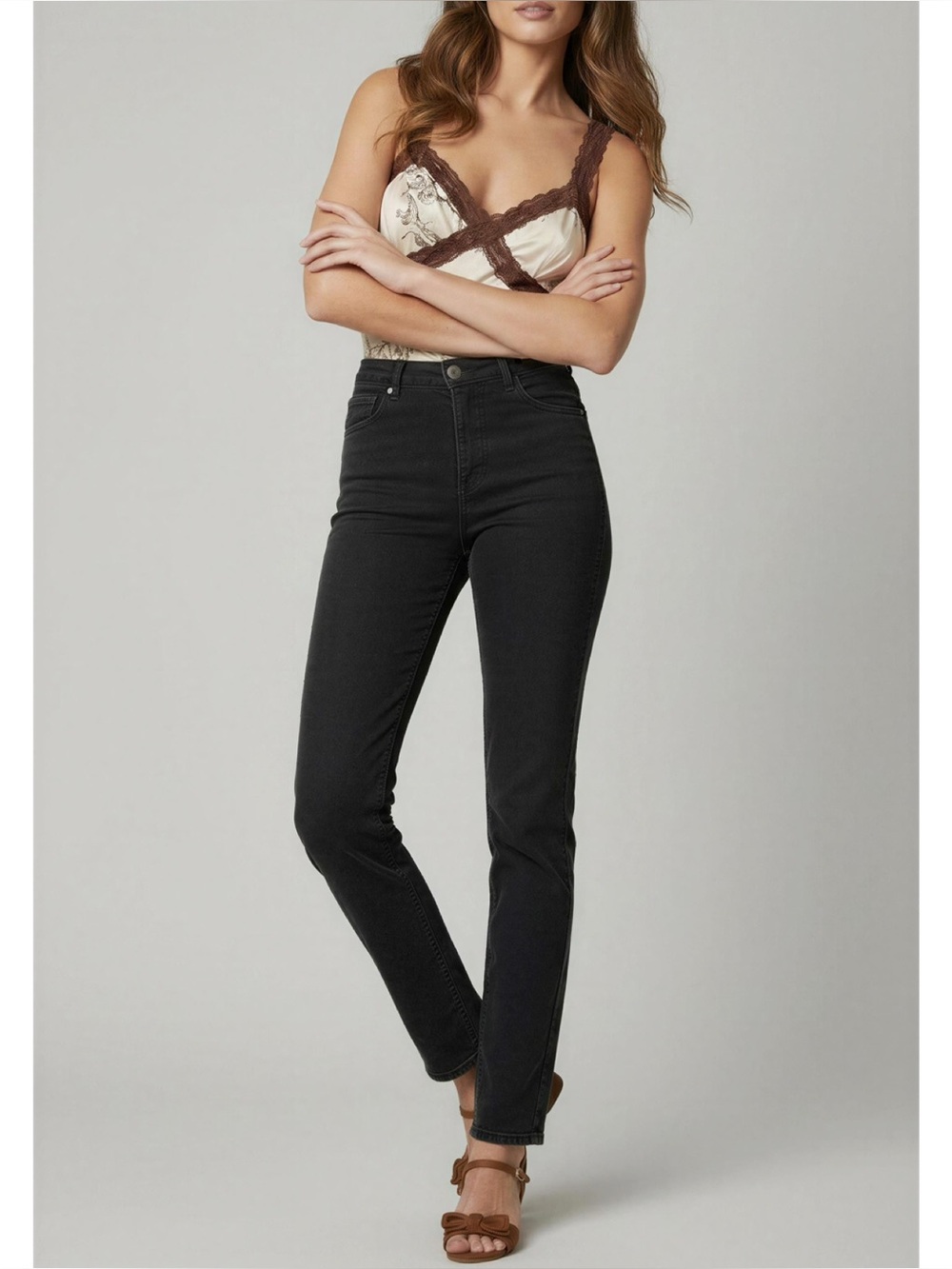 ROUJE PARIS Odeon High Waisted Jeans, Noir Stone Simple, 29”